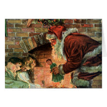Weihnachtsmann und schlafende Kinder durch den Kam Grußkarten