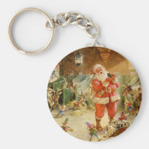 Weihnachtsmann und seine Elfe im Ren-Stall Schlüsselband