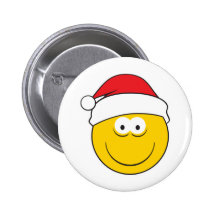 Weihnachtsmannmütze-Smiley Button