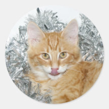WeihnachtsMiezekatze Runde Sticker