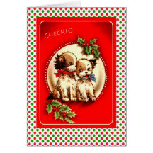 Weihnachtsniedliche Spaniel-Welpen grün u. rote St