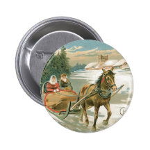 Weihnachtspferd und -Pferdeschlitten Button