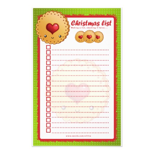 Weihnachtsplätzchen-Checkliste Individuelle Druckpapiere