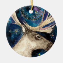Weihnachtsren nachts mit einem glänzenden Stern Weihnachtsbaum Ornament