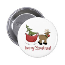 Weihnachtsren, -Pferdeschlitten und -baum Buttons