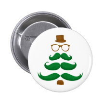 Weihnachtsschnurrbart-Baum Button