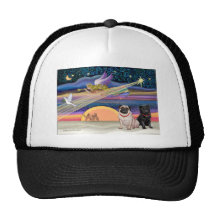 Weihnachtsstern - Möpse (zwei, Kitz + Schwarzes) Retrokult Cap