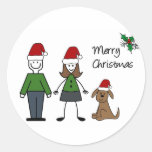 WeihnachtsStrichmännchen Runde Sticker