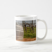 Wein-Fass und Weinberg im Früjahr Kaffee Haferl
