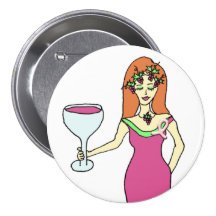 Wein-Göttin-Rosa-Band-Brustkrebs-Bewusstsein Anstecknadelbuttons