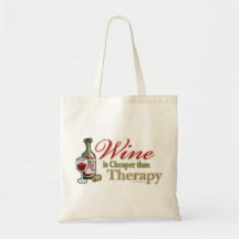 Wein ist billiger als Therapie Tragetaschen