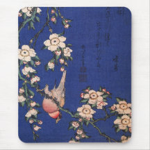 Weinende Kirsche und Bullfinch, Hokusai Mousepads