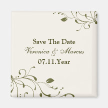 Weises Grün-Blumenabziehbild-Save the Date Magnet