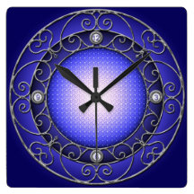 Weiß-Blaues Schmiedeeisen Uhr
