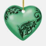Weiß des Herz-Rolle-aquamarines Grün-w Ornament