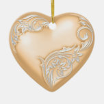 Weiß des Herz-Rolle-weiches Pfirsich-w Ornament
