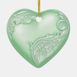Weiß des Herz-Rolle-weiches tadelloses Grün-w Weihnachtsornament