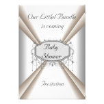 Weiße Baby-Duschen-Party-Creme-Silber-Einladung