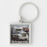 Weiße Fracht-LKW-Lastwagen-Fahrer-Kunst Keychain Schlüsselanhänger