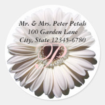 Weiße Gerbera-Gänseblümchen-Adresse Aufkleber