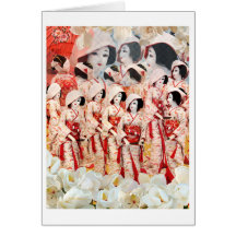 Weiße Hut-Geisha Grußkarten