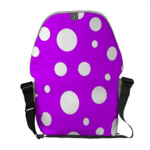 Weiße Polka-Punkte auf Lila Kurier Taschen