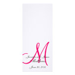 Weiße rosa Monogramm-Hochzeits-Programme über Lein Personalisierte Einladung
