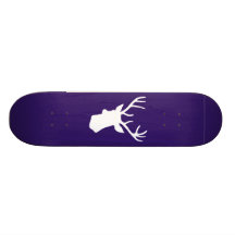 Weiße Rotwild-Kopf-Silhouette - lila Individuelles Skateboard