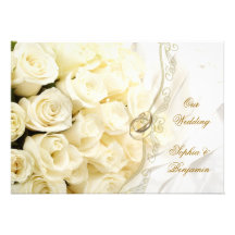 Weiße SahneRosen und Ringe, die Einladung Wedding 