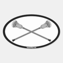Weiße/schwarze Lacrosse-Stöcke Ovale Aufkleber