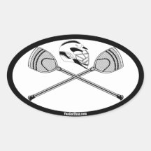 Weiße/schwarze Tormannlacrosse-Stöcke und Sturzhel Stickers