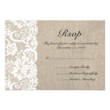 Weiße Spitze-und Leinwand-Hochzeit UAWG Karte Personalisierte Ankündigung