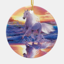 Weiße Stallions-Verzierung Weihnachtsbaum Ornament