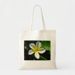 Weiße und gelbe Frangipaniblüte Tasche