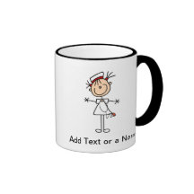 Weiße weibliche Geschenke der Strichmännchen-Krank Teetasse