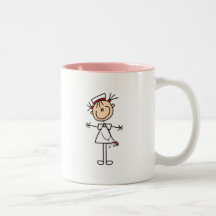 Weiße weibliche Geschenke der Strichmännchen-Krank Kaffeetassen