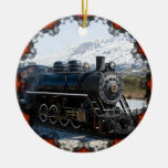 Weißer Durchlauf-Zug in der Schnee-Verzierung Weihnachtsbaum Ornament