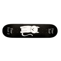 Weißer Katzen-Cartoon Skateboarddeck
