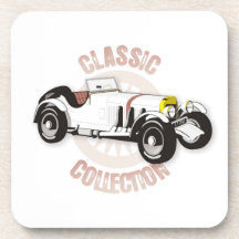 Weißer klassischer Rennwagen Cocktail Untersetzer