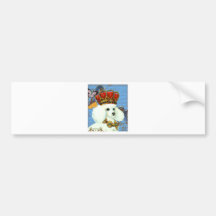 Weißer Pudel-König Painting Dress oben Auto Sticker