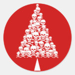 Weißer Skully Weihnachtsbaum Runder Sticker