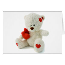 Weißer Teddybär, der ein rotes Herz hält Grußkarten