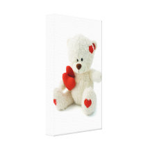 Weißer Teddybär, der ein rotes Herz hält Galerie Falt Leinwand