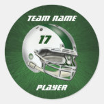 Weißer und dunkelgrüner Football-Helm Runder Sticker