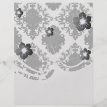 weißer und schwarzer romantischer Damastentwurf Flyer