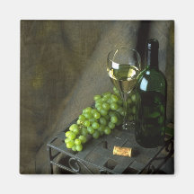 Weißer Wein und grüner Trauben-Magnet Kühlschrankmagnet