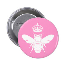 Weißes Bienenkönigin-Logo… sind Sie eine Bienenkön Anstecknadelbuttons