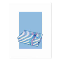 Weißes Blau des blauen gestreiften Geschenks Postkarte