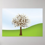 Weißes blühender Baum Plakat