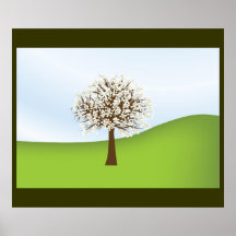 Weißes blühender Baum Plakat 2